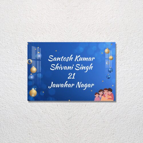 Blue Glass Ball Design Acrylic Name Plate