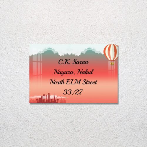 Hot Air Balloon Design Acrylic Name Plate