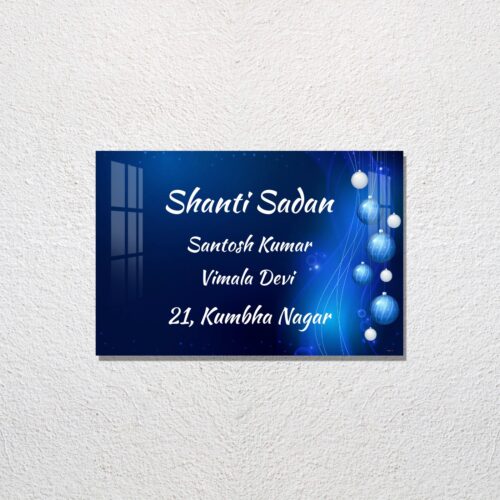 White and Blue Glass Design Acrylic Name Plate