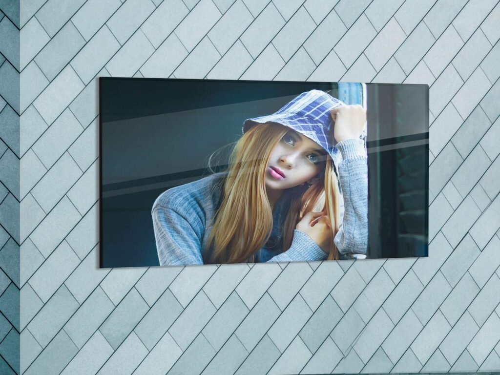photo of a girl printed on glossy acrylic photo frame