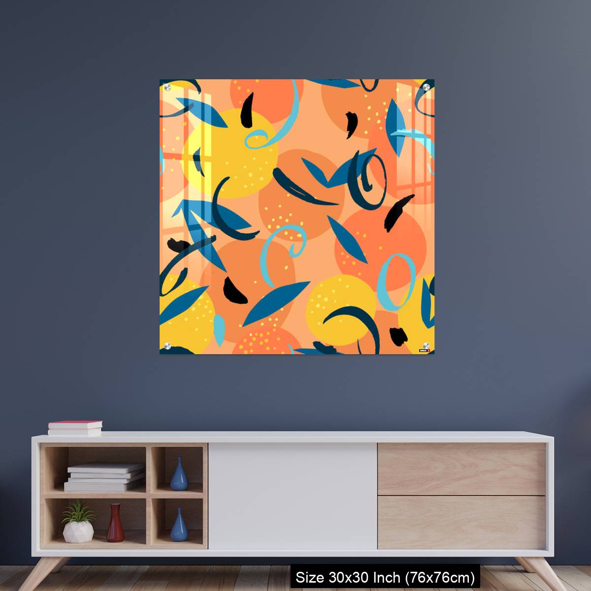 OMGs Acrylic Wall Decor – Floral Fruit seamless pattern made of oranges with leaves