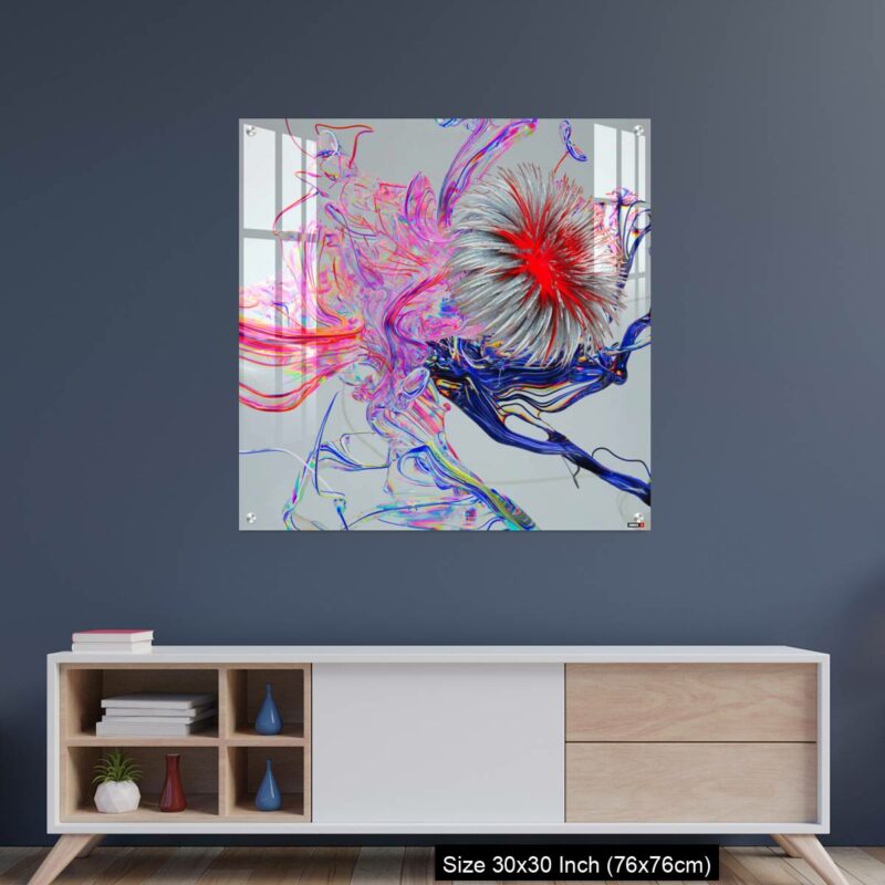 OMGs Acrylic Wall Decor – Flower abstract 3D color wired glass  background