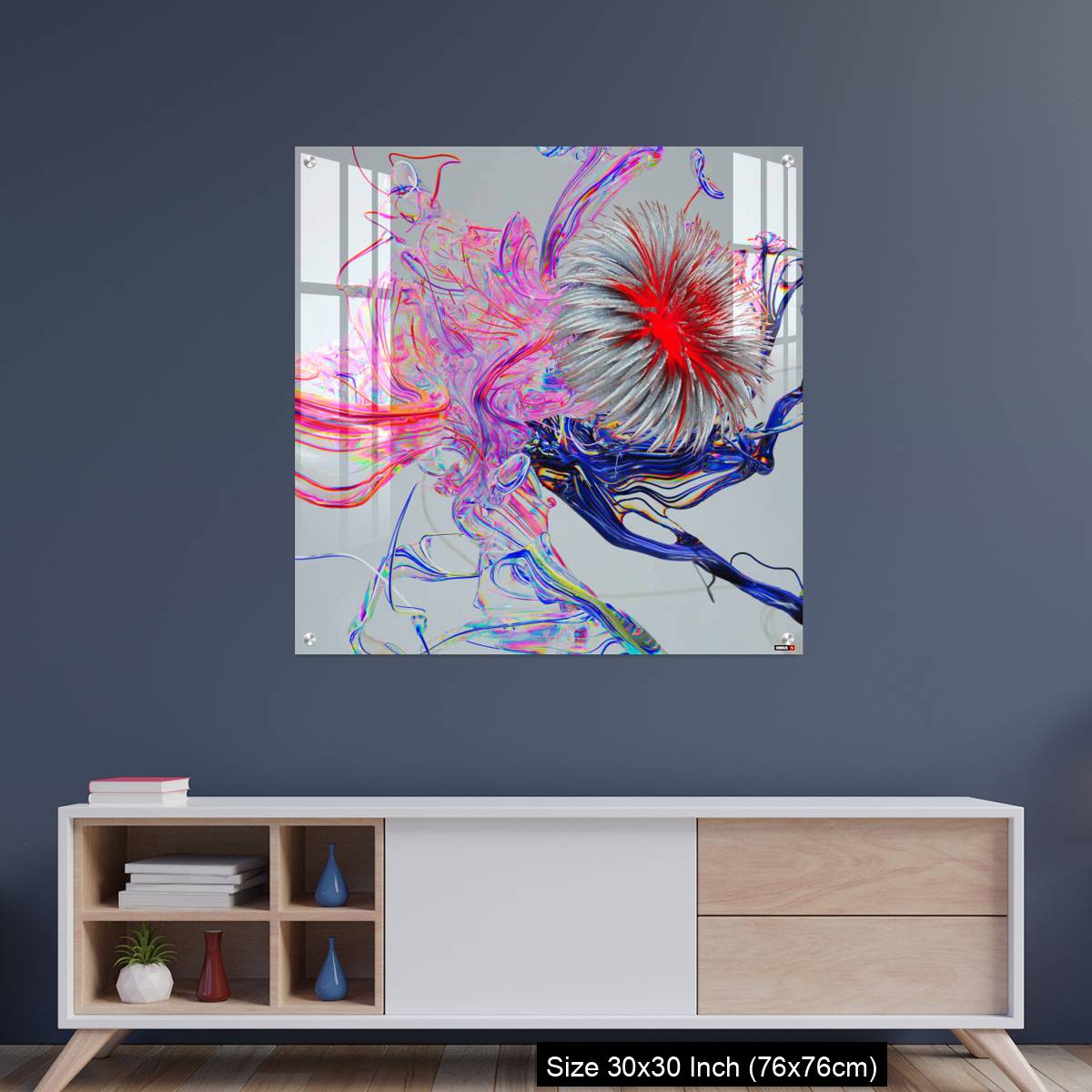 OMGs Acrylic Wall Decor – Flower abstract 3D color wired glass  background