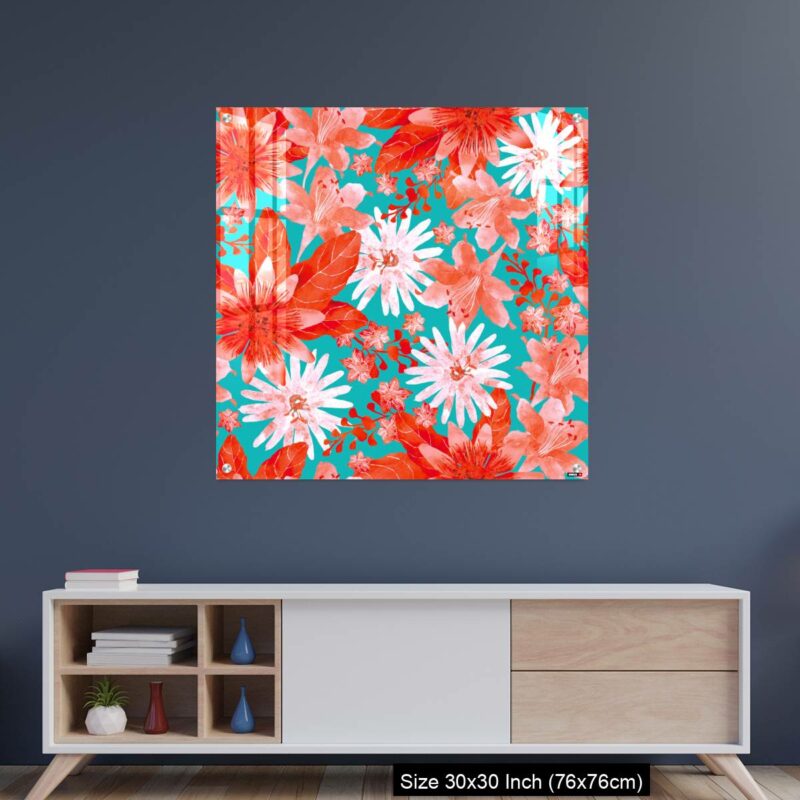 OMGs Acrylic Wall Decor – Seamless pattern with Assorted Red Flowers