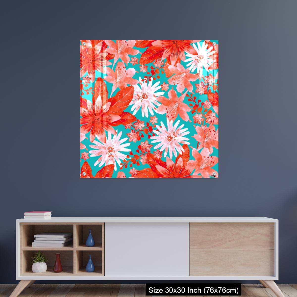 OMGs Acrylic Wall Decor – Seamless pattern with Assorted Red Flowers