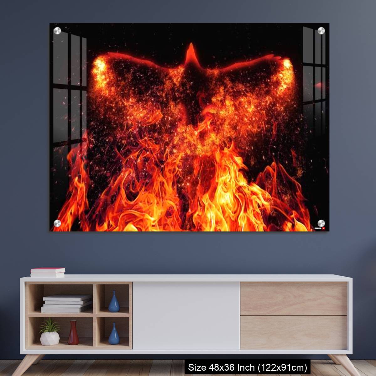 OMGs Acrylic Wall Decor – A firebird flapping its wings in the dark