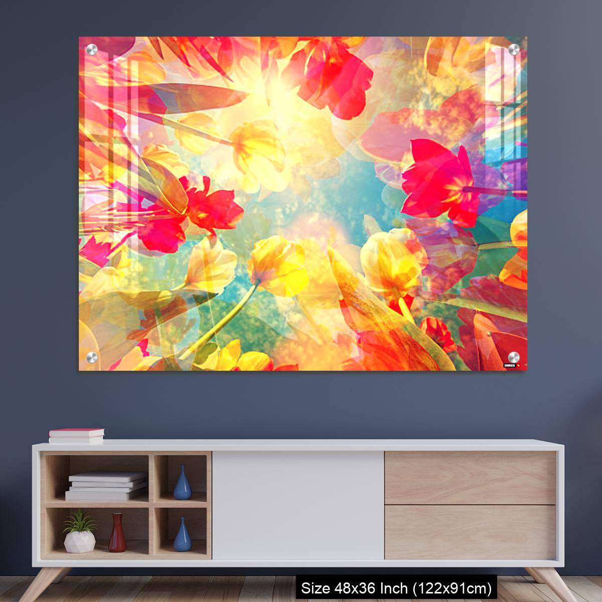 OMGs Acrylic Wall Decor – Abstract colored background with beautiful flowers, tulips and soft hues