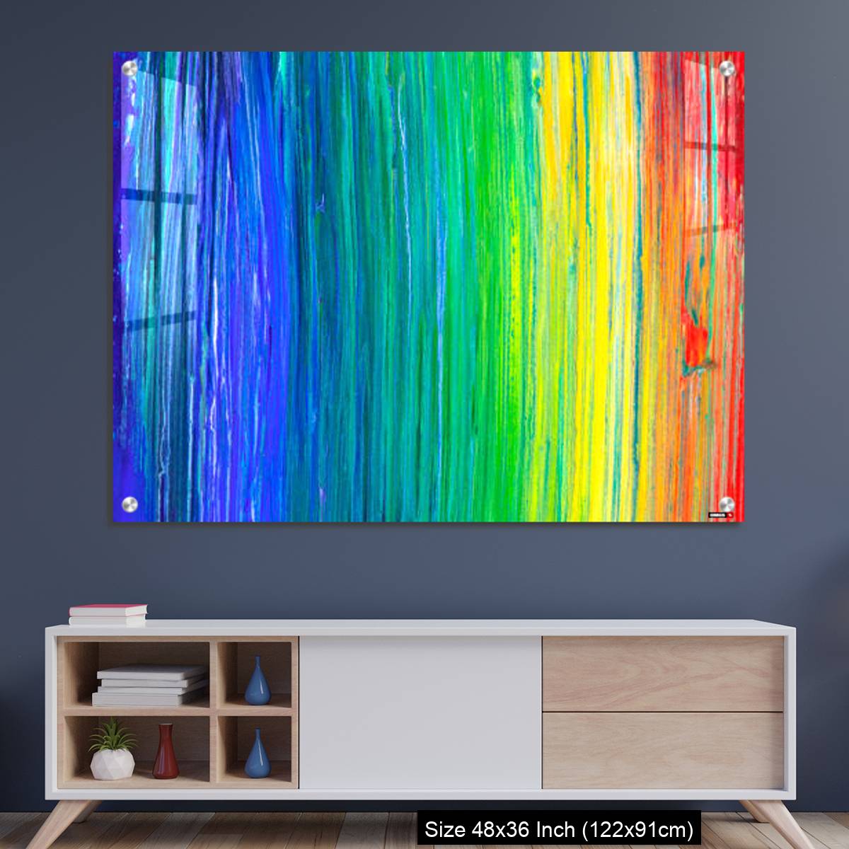 OMGs Acrylic Wall Decor – Brush stroke in rainbow colors colorful background. Symbol of childhood or equality