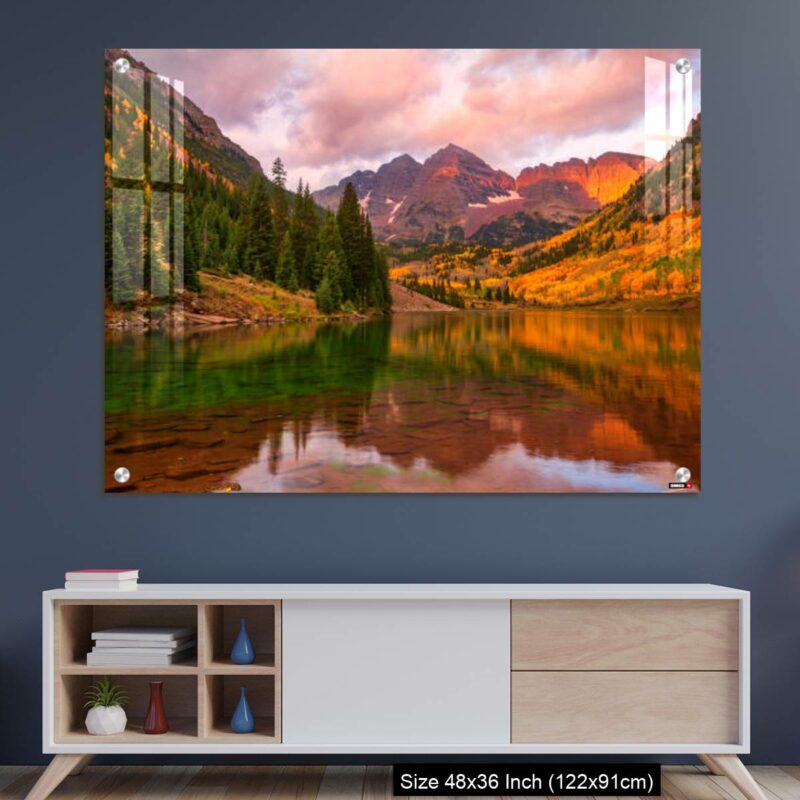 OMGs Acrylic Wall Decor – Classic Maroon Bells Fall landscape scene