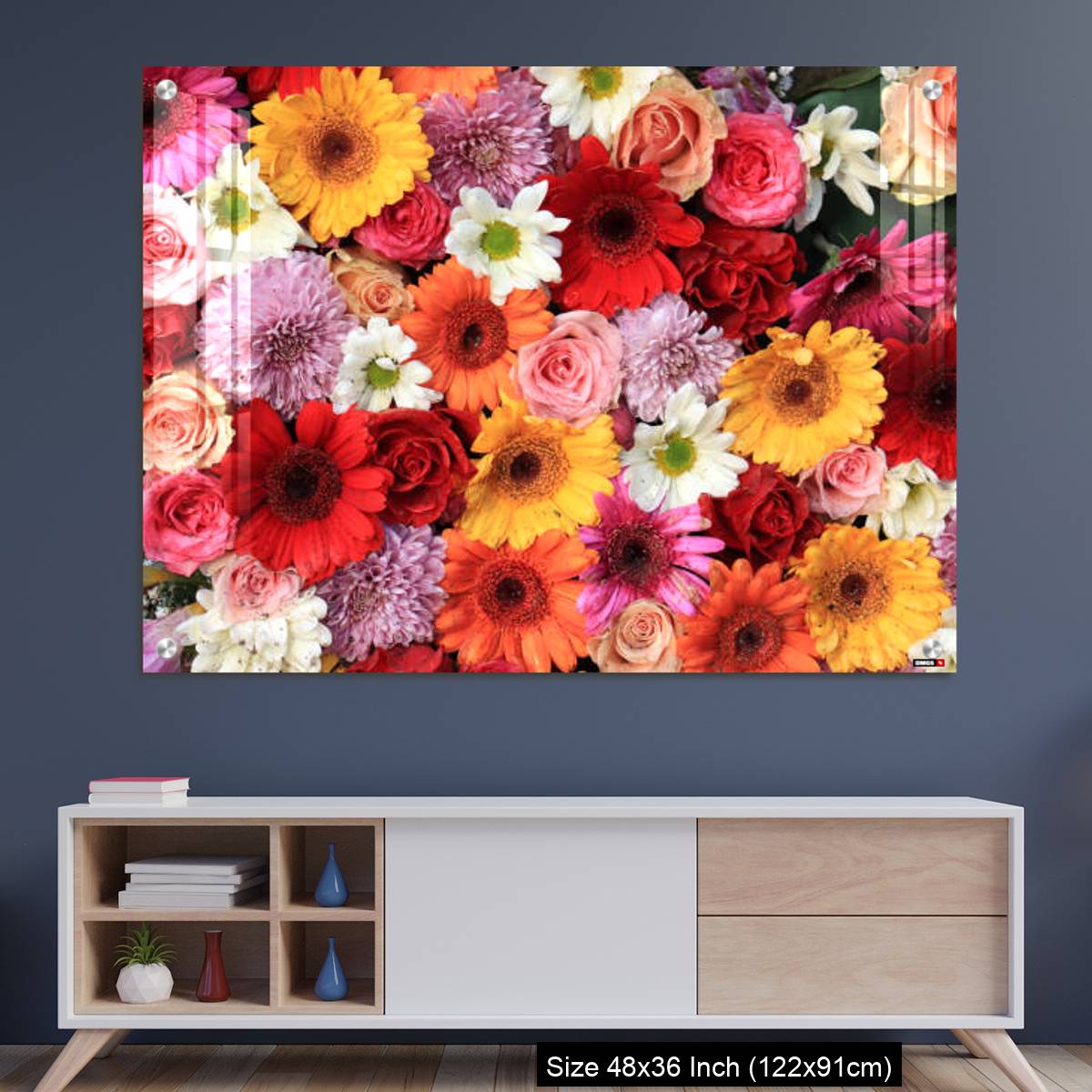 OMGs Acrylic Wall Decor – Colorful wedding flower arrangement