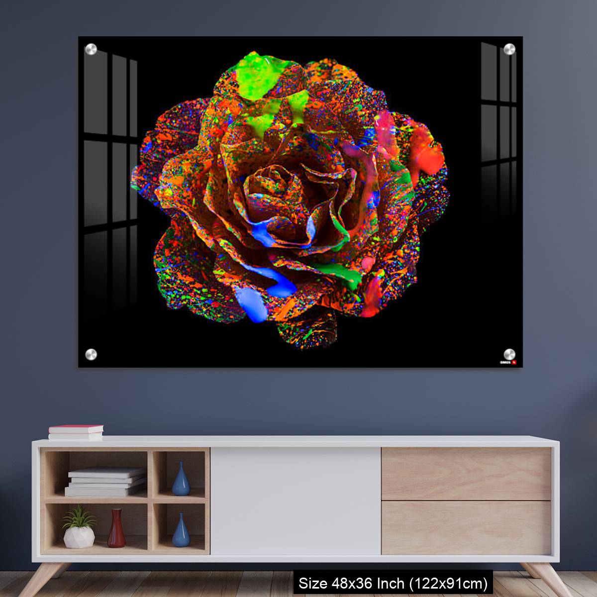 OMGs Acrylic Wall Decor – Flower on Color ink illuminating with black light