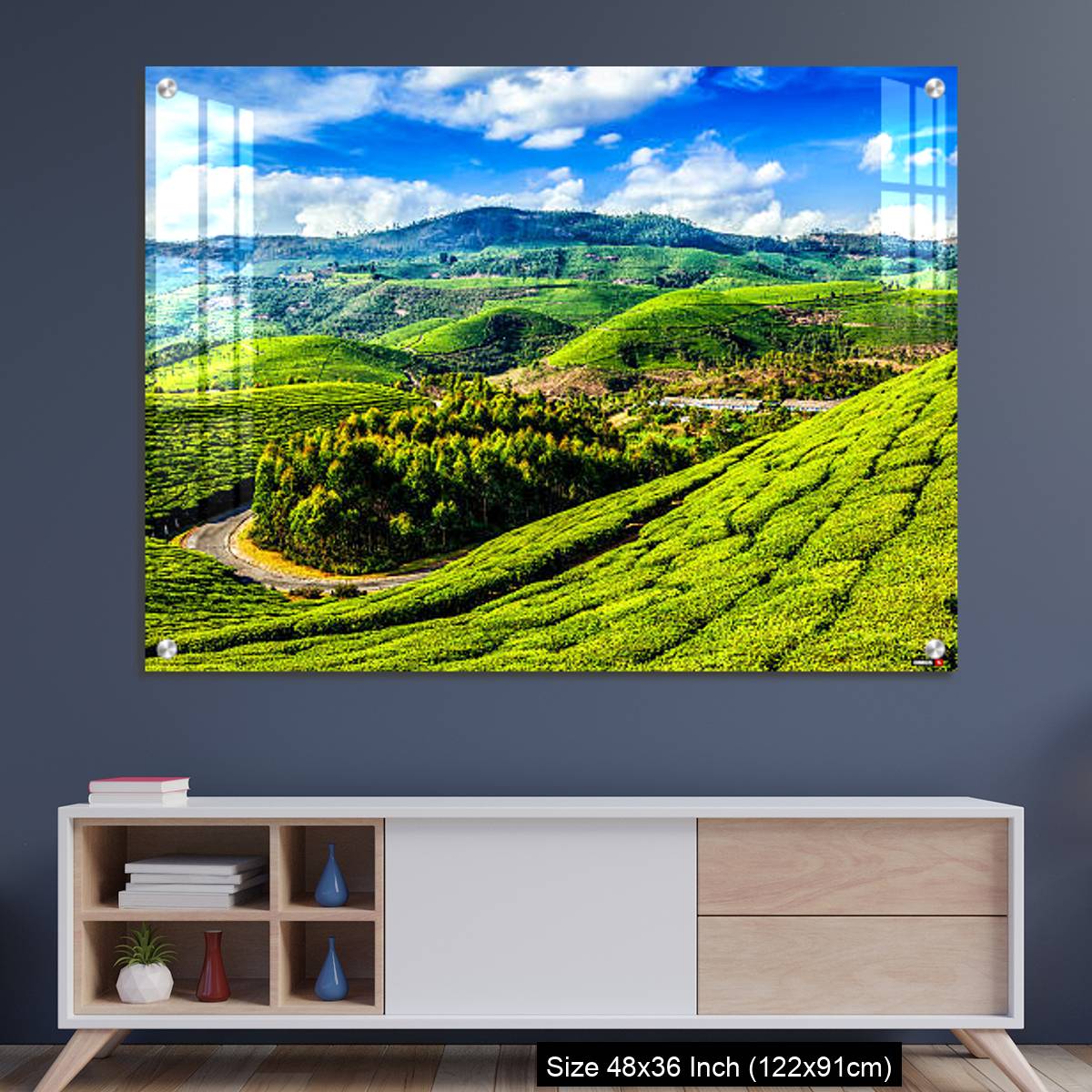 OMGs Acrylic Wall Decor – Green tea plantations in Munnar, Kerala, India