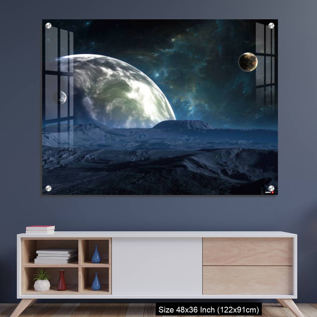 OMGs Acrylic Wall Decor – New Exoplanet or Extrasolar planet with atmosphere and moon