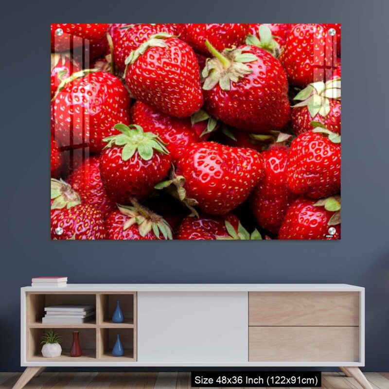 OMGs Acrylic Wall Decor – Ripe organic strawberries full frame background