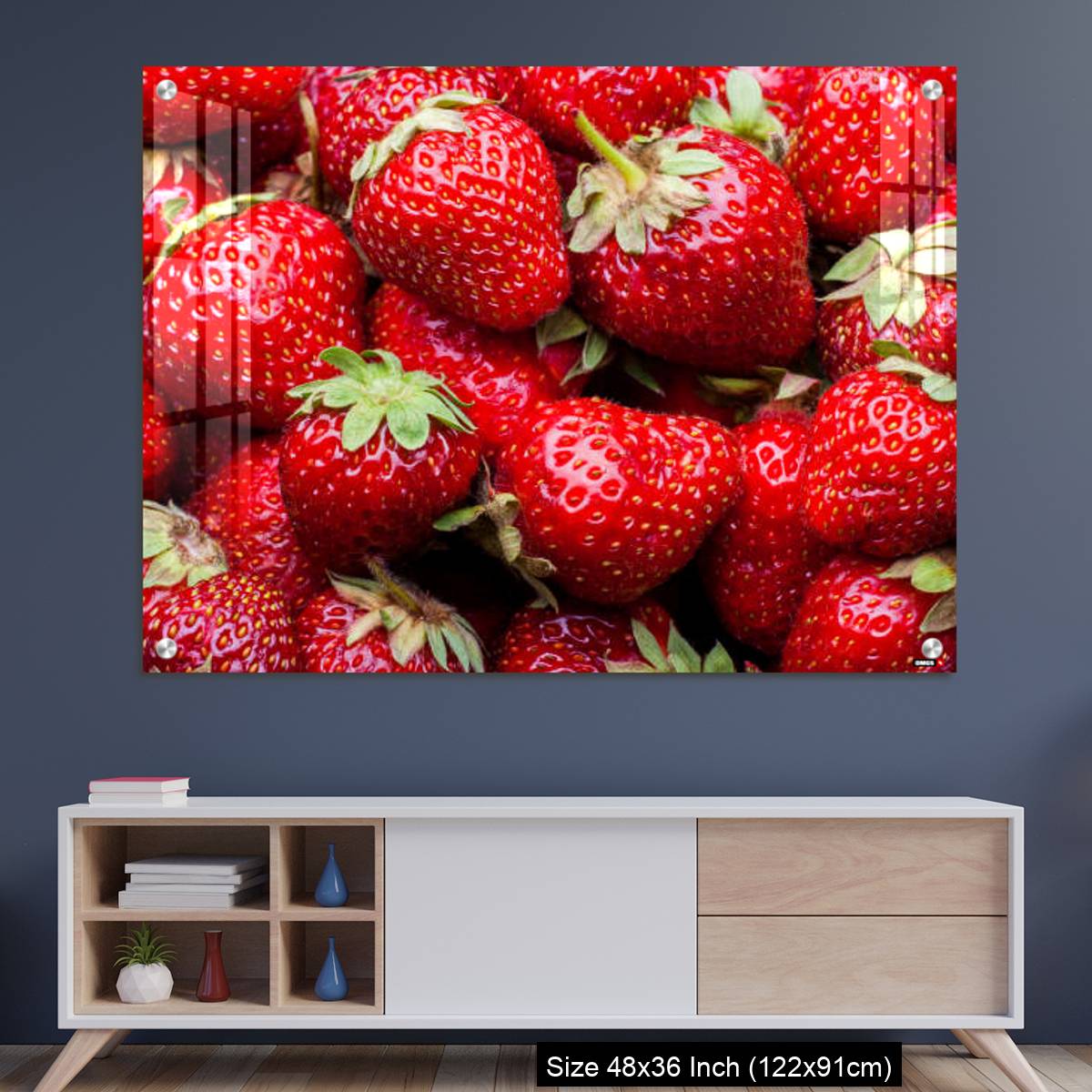 OMGs Acrylic Wall Decor – Ripe organic strawberries full frame background