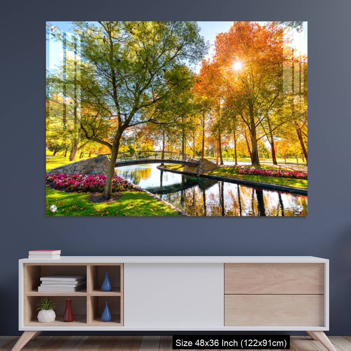 OMGs Acrylic Wall Decor – Rymill Park with bridge over the pond in Adelaide city