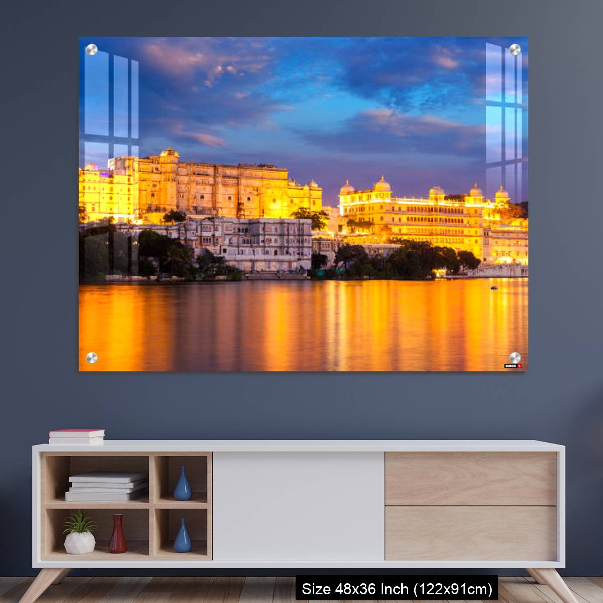 OMGs Acrylic Wall Decor – Udaipur City Palace in the evening view. Udaipur, India