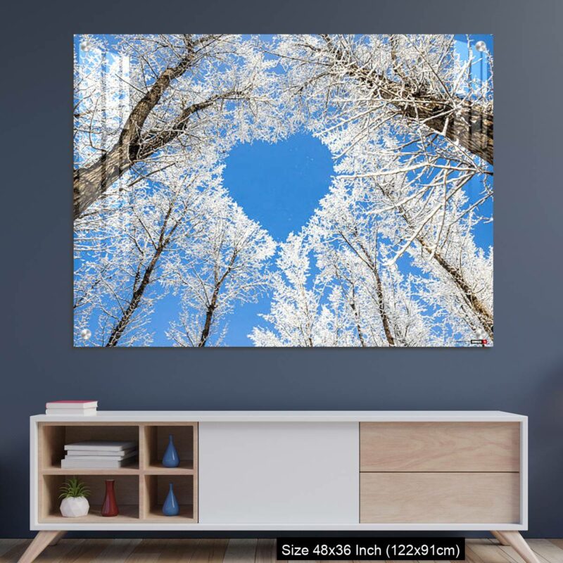 OMGs Acrylic Wall Decor – Winter landscape,branches form a heart-shaped pattern