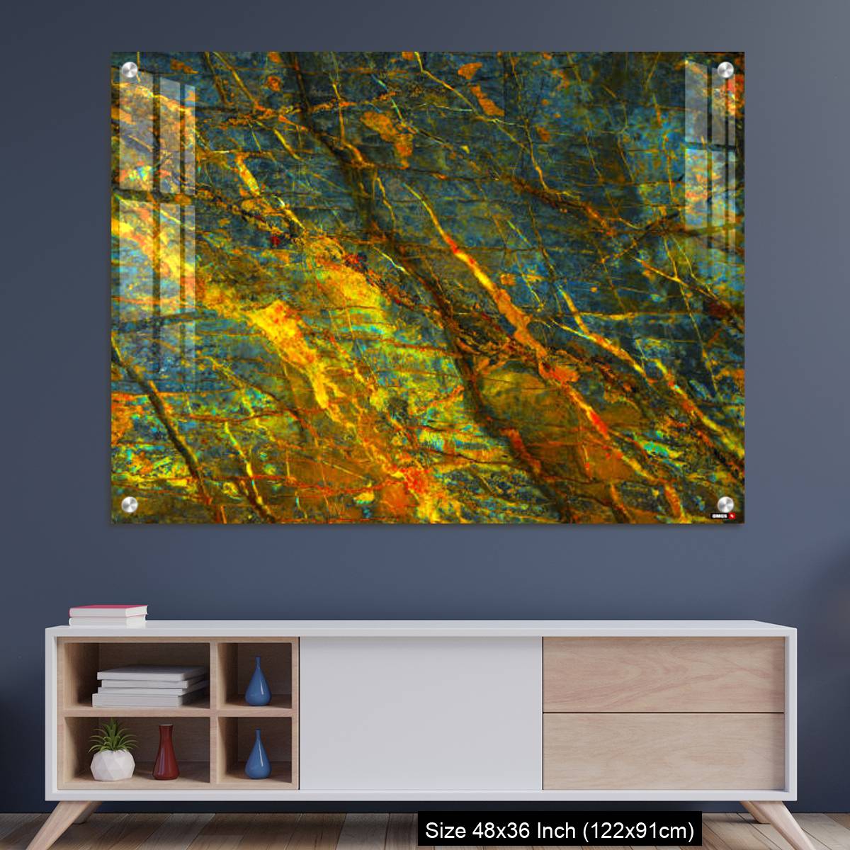 OMGs Acrylic Wall Decor – Yellow orange blue abstract grunge background