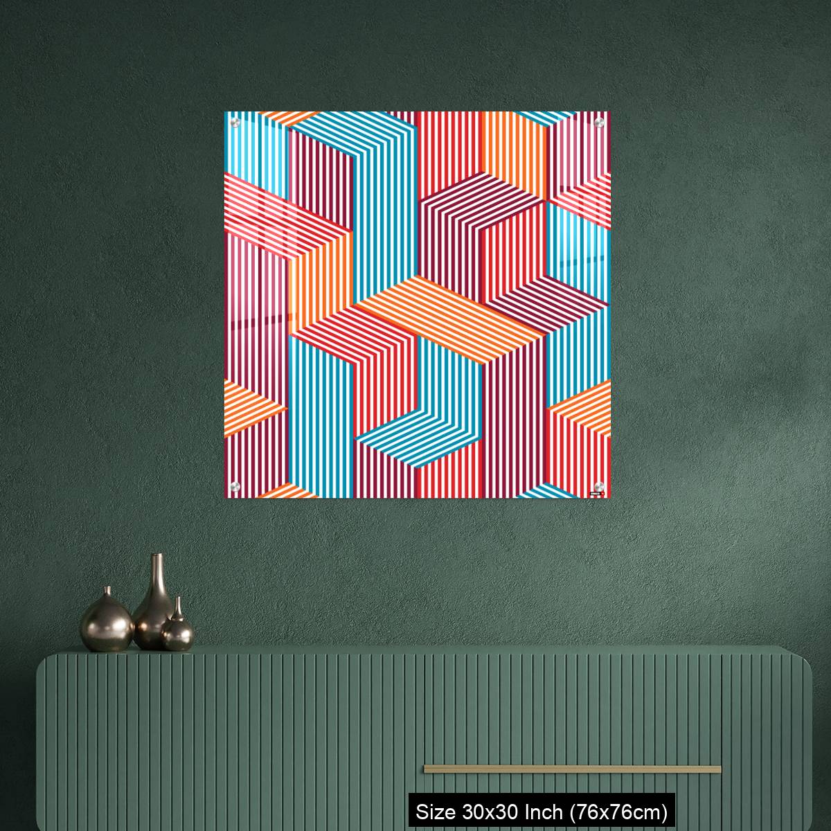 OMGs Acrylic Wall Decor – 3D dimensional lined cubes seamless pattern, geometric endless texture with lines and boxes - Image 2