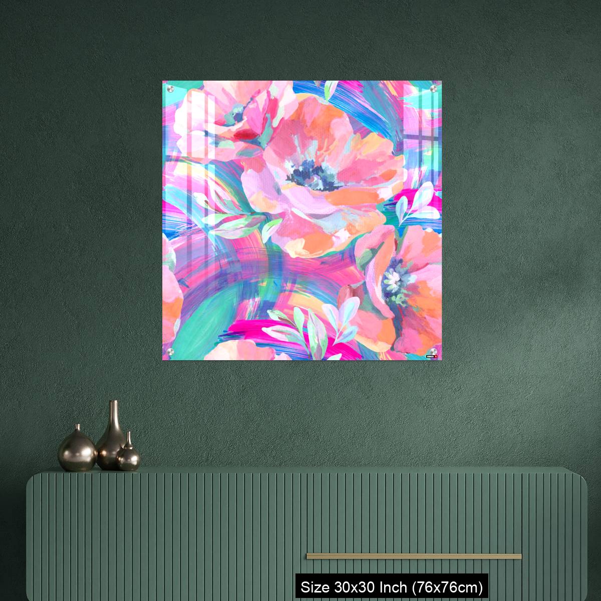 OMGs Acrylic Wall Decor – Acrylic flowers, leaves, paint smears seamless pattern. - Image 2