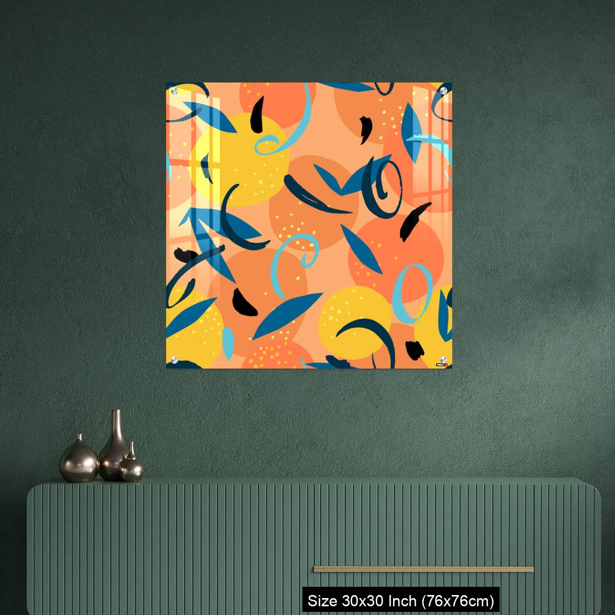 OMGs Acrylic Wall Decor – Floral Fruit seamless pattern made of oranges with leaves - Image 2