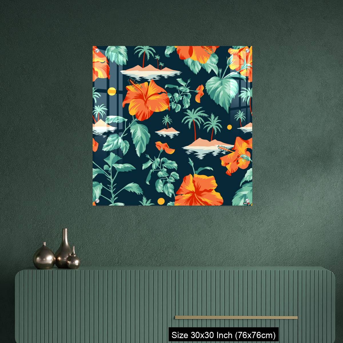 OMGs Acrylic Wall Decor – Floral seamless pattern with Chinese Hibiscus rose flowers. - Image 2