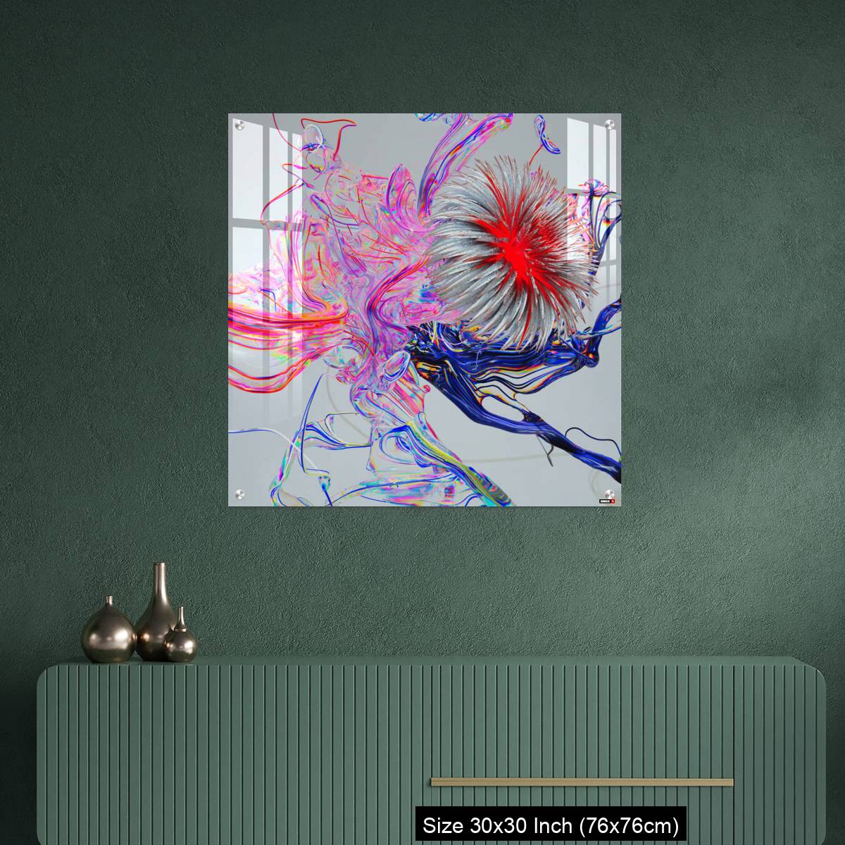 OMGs Acrylic Wall Decor – Flower abstract 3D color wired glass  background - Image 2