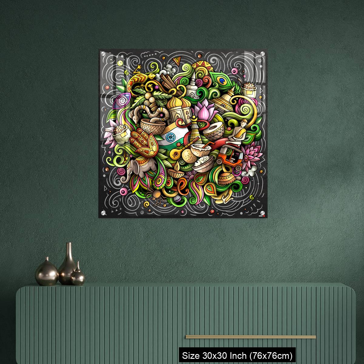 OMGs Acrylic Wall Decor – India hand drawn cartoon doodles - Image 2