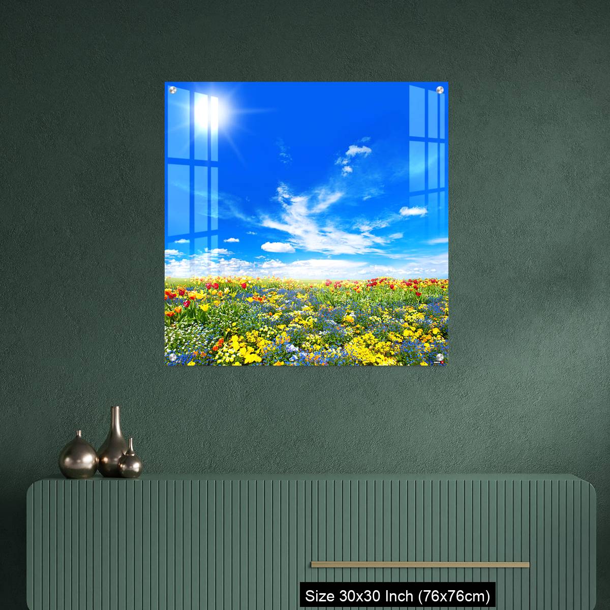 OMGs Acrylic Wall Decor – Meadow with colorful spring flowers. Tulips - Image 2