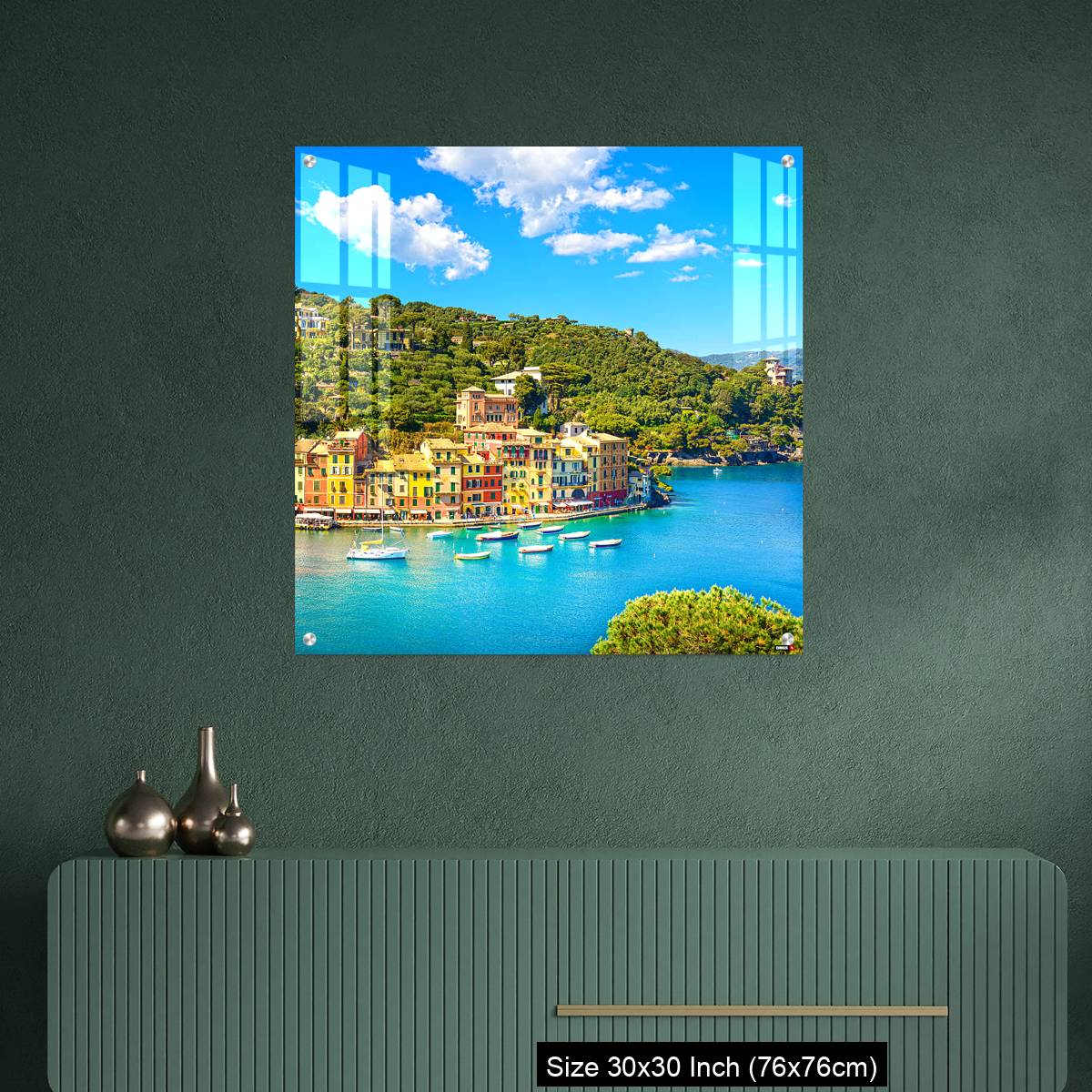 OMGs Acrylic Wall Decor – Portofino luxury village landmark, panoramic aerial view. - Image 2