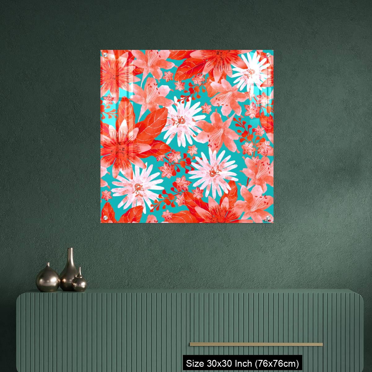 OMGs Acrylic Wall Decor – Seamless pattern with Assorted Red Flowers - Image 2