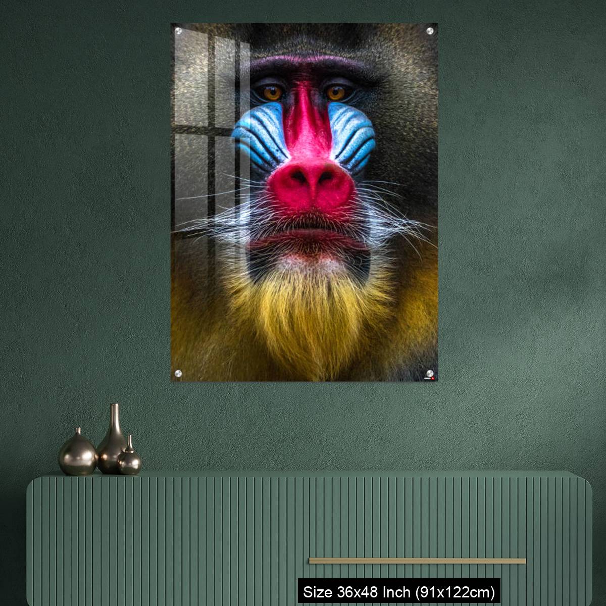 OMGs Acrylic Wall Decor – Full colors rainbow of mandrill monkey face - Image 2