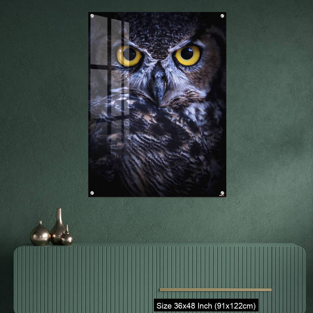 OMGs Acrylic Wall Decor – Intense Eye Contact from a Great-Horned Owl - Image 2