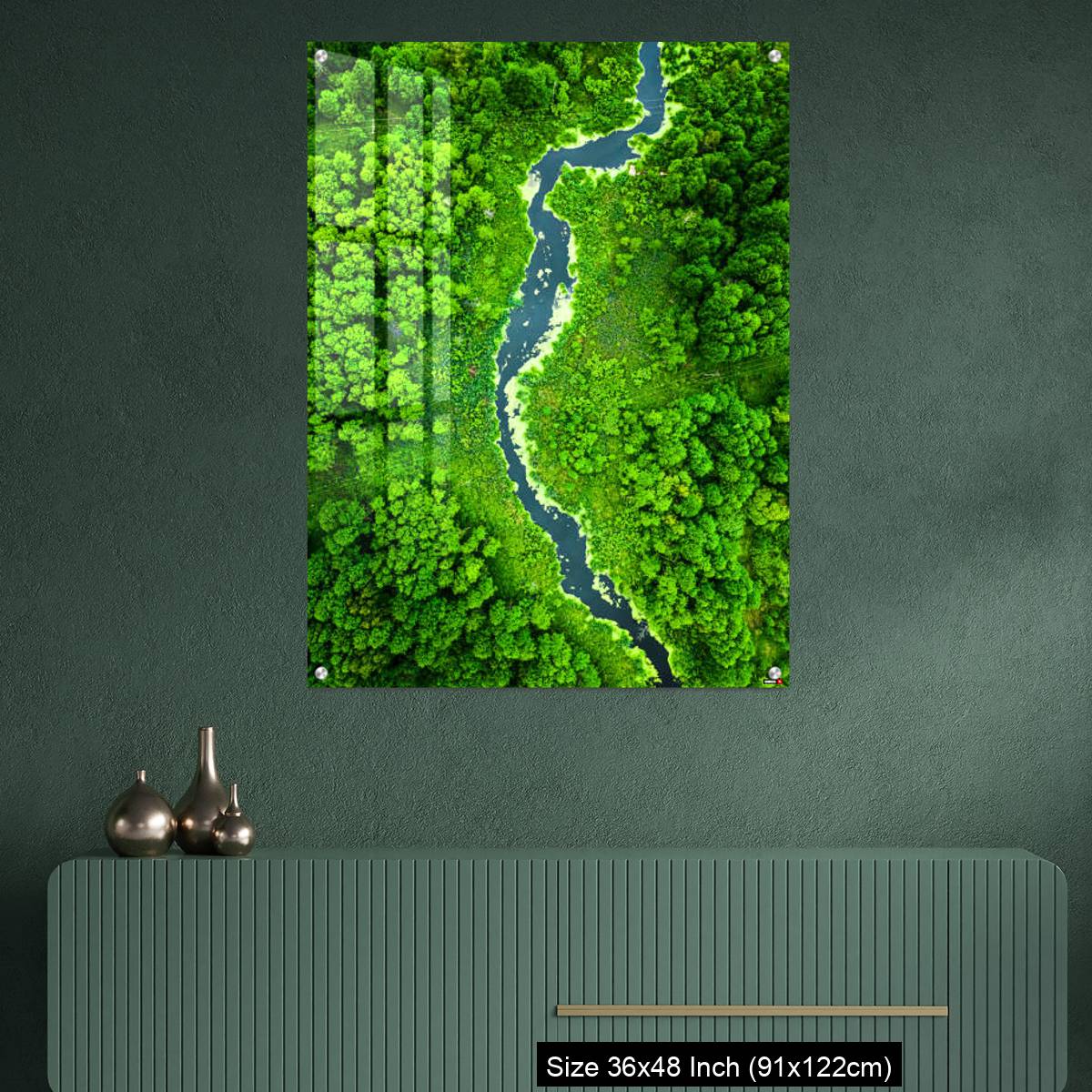 OMGs Acrylic Wall Decor – Top view of green algae on river in spring, Poland - Image 2