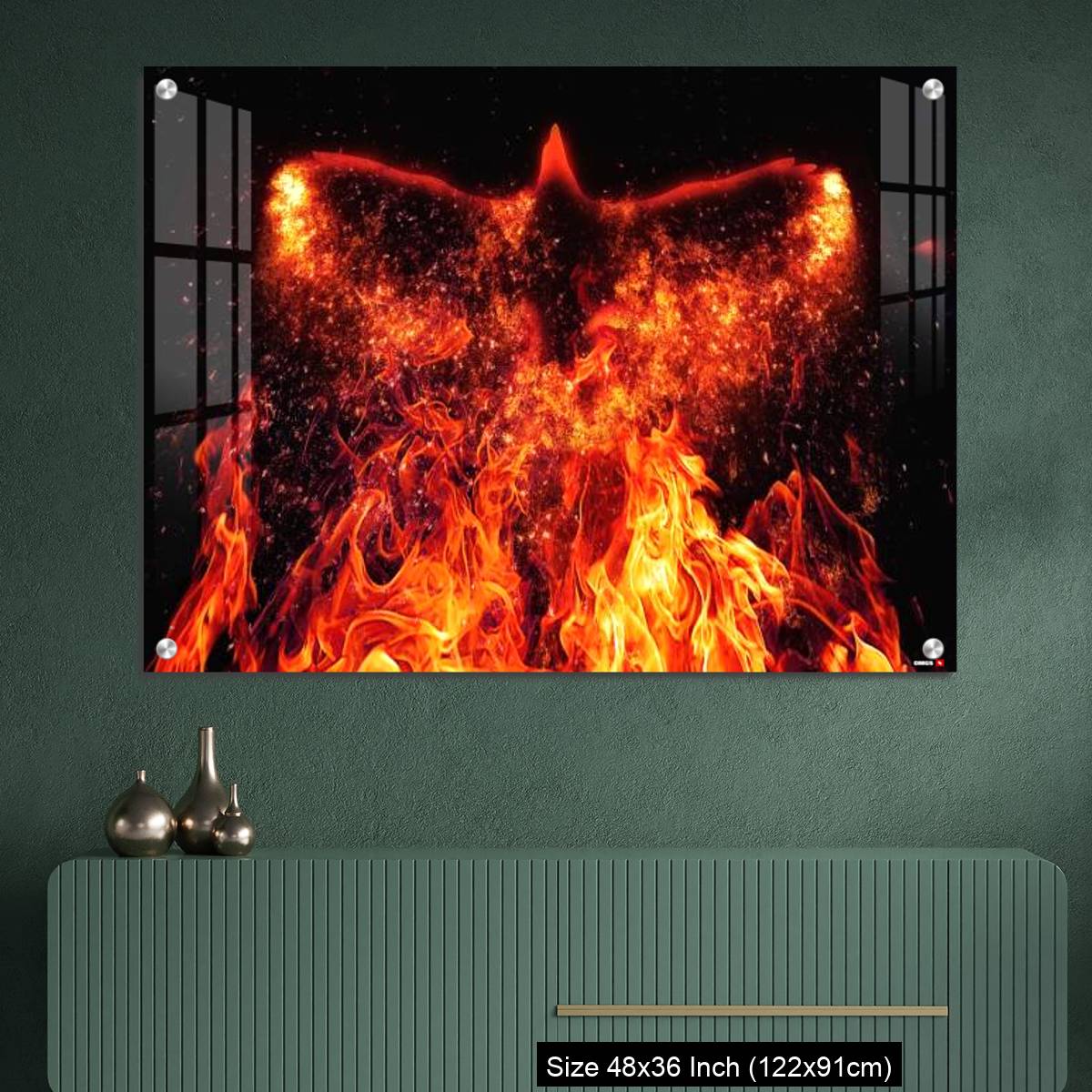 OMGs Acrylic Wall Decor – A firebird flapping its wings in the dark - Image 2