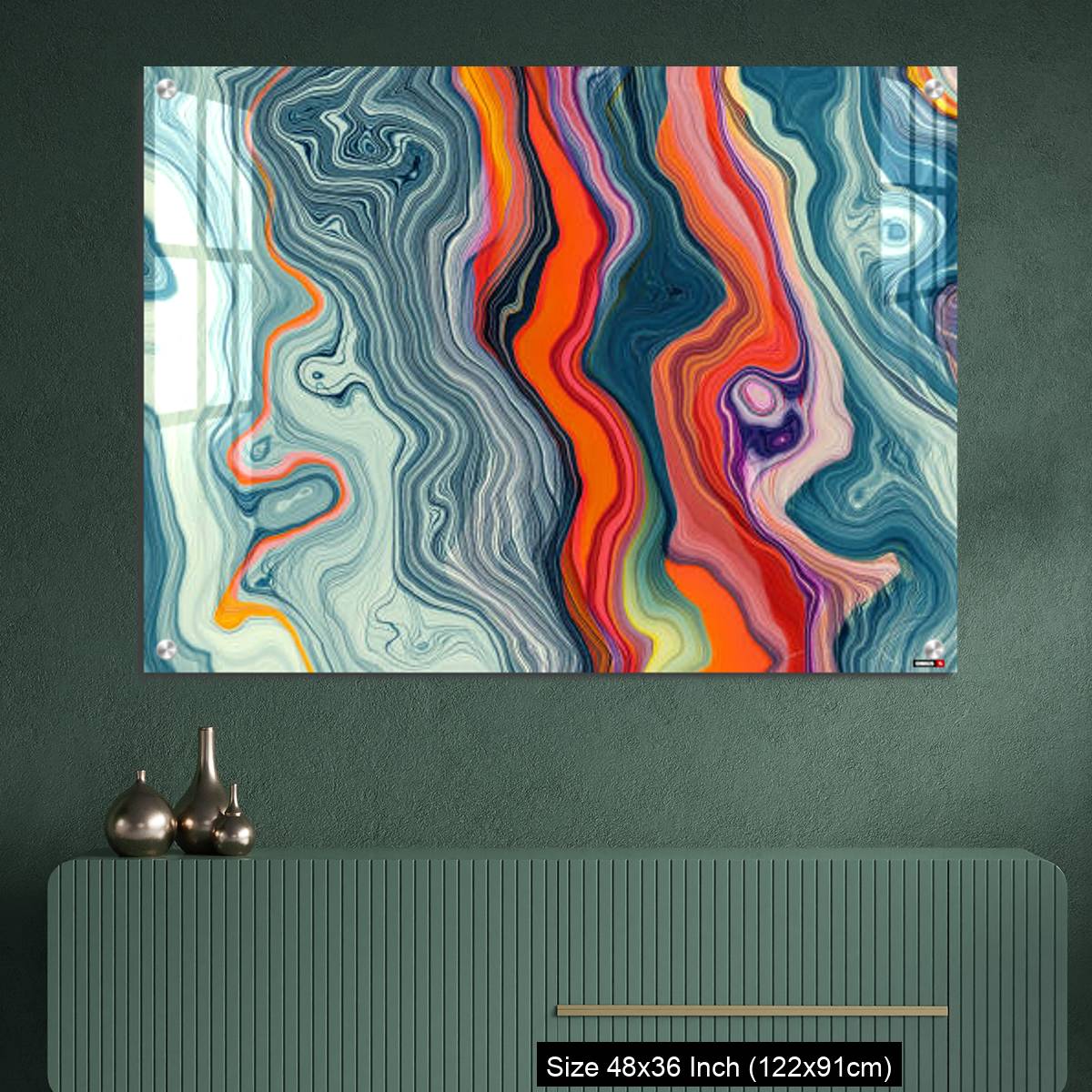 OMGs Acrylic Wall Decor – Abstract Marble Waves Acrylic Background. Gray Orange Marbling Texture. Agate Ripple Pattern. - Image 2