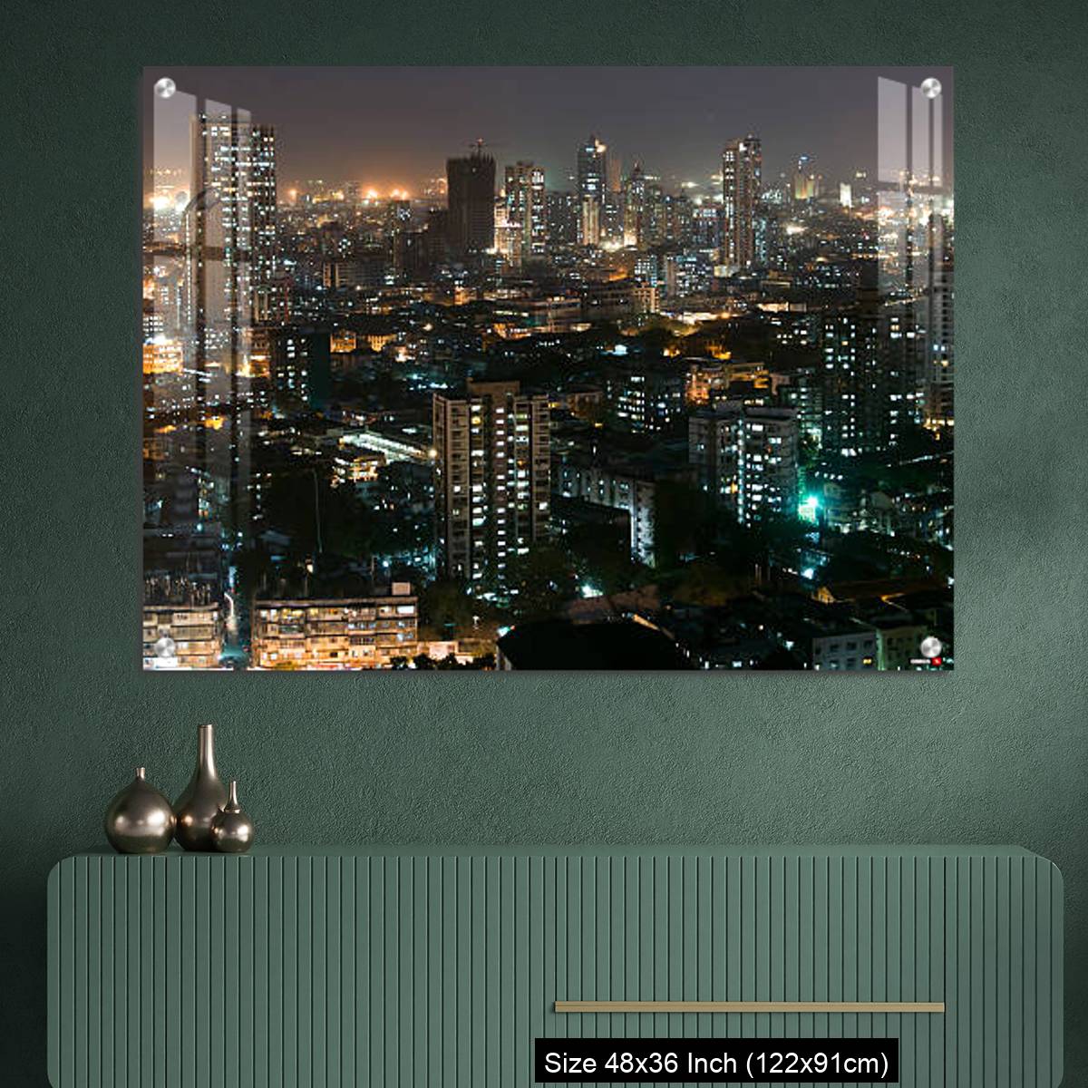 OMGs Acrylic Wall Decor – Ariel view of Mumbai, with all its beauty at night - Image 2