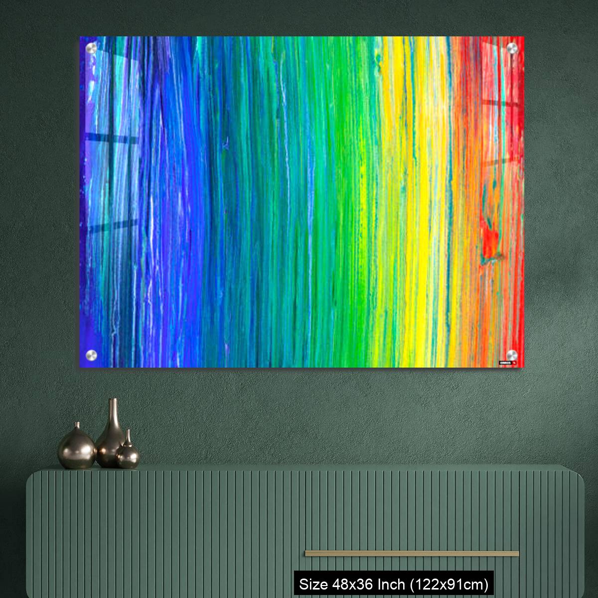 OMGs Acrylic Wall Decor – Brush stroke in rainbow colors colorful background. Symbol of childhood or equality - Image 2