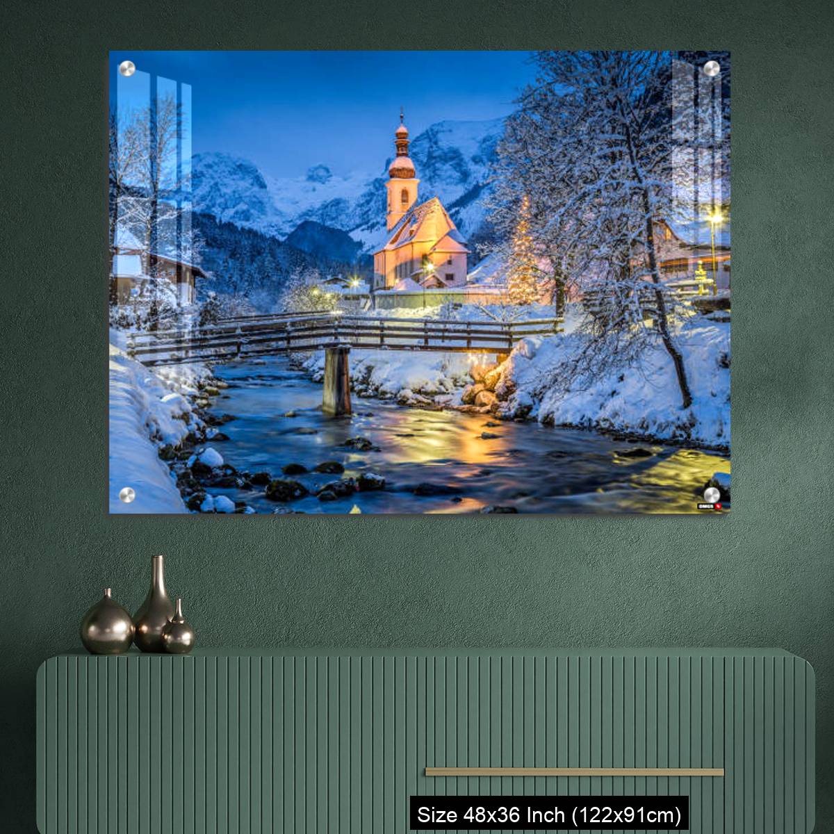 OMGs Acrylic Wall Decor – Church of Ramsau in winter twilight, Bavaria, Germany - Image 2