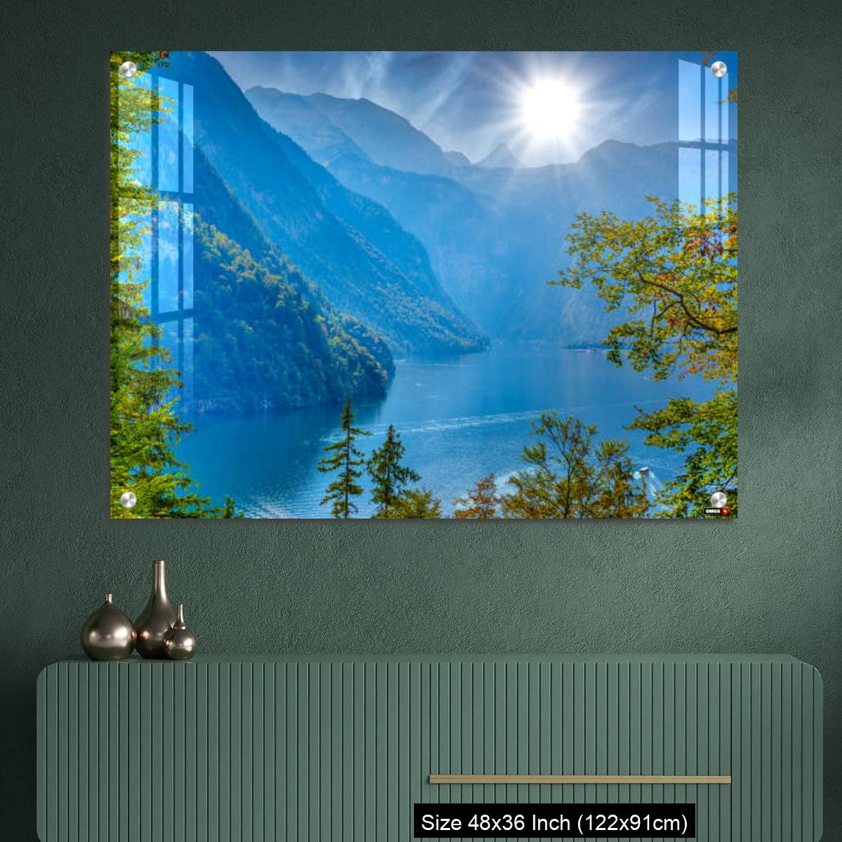 OMGs Acrylic Wall Decor – Forest window with view on lake near Schoenau am Koenigssee - Image 2