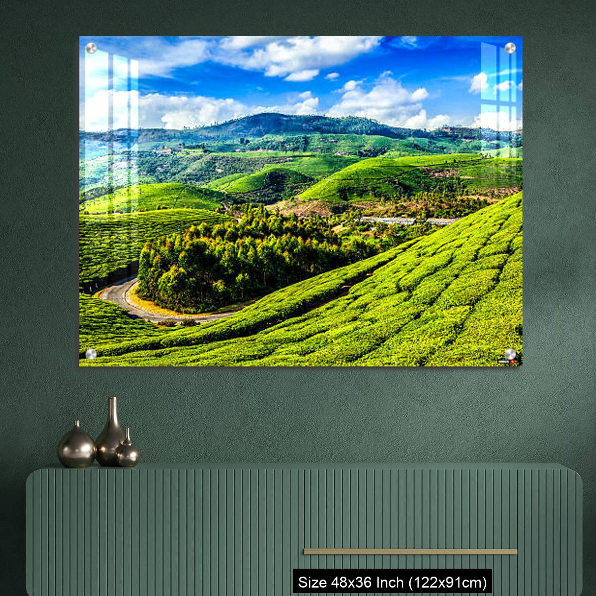 OMGs Acrylic Wall Decor – Green tea plantations in Munnar, Kerala, India - Image 2