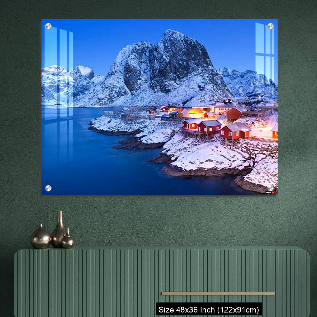 OMGs Acrylic Wall Decor – Norwegian fisherman's cabins on the Lofoten at dawn in winter - Image 2