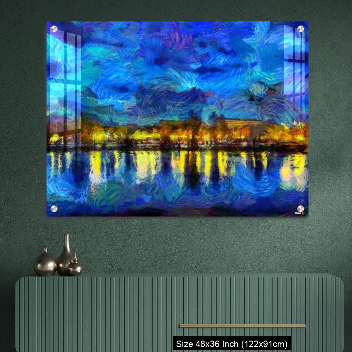 OMGs Acrylic Wall Decor – Oil painting - cityscape. Modern digital art, impressionism technique - Image 2