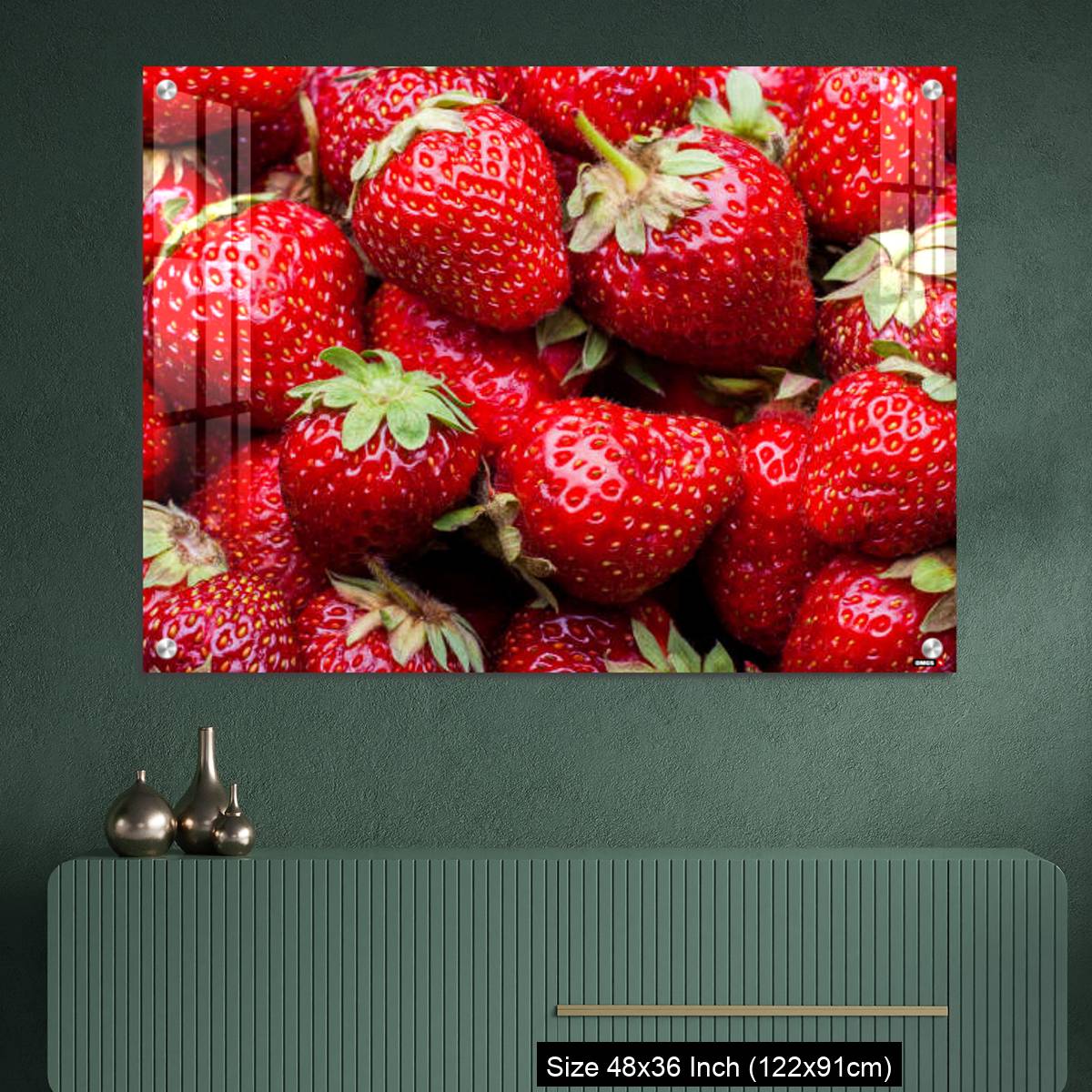 OMGs Acrylic Wall Decor – Ripe organic strawberries full frame background - Image 2