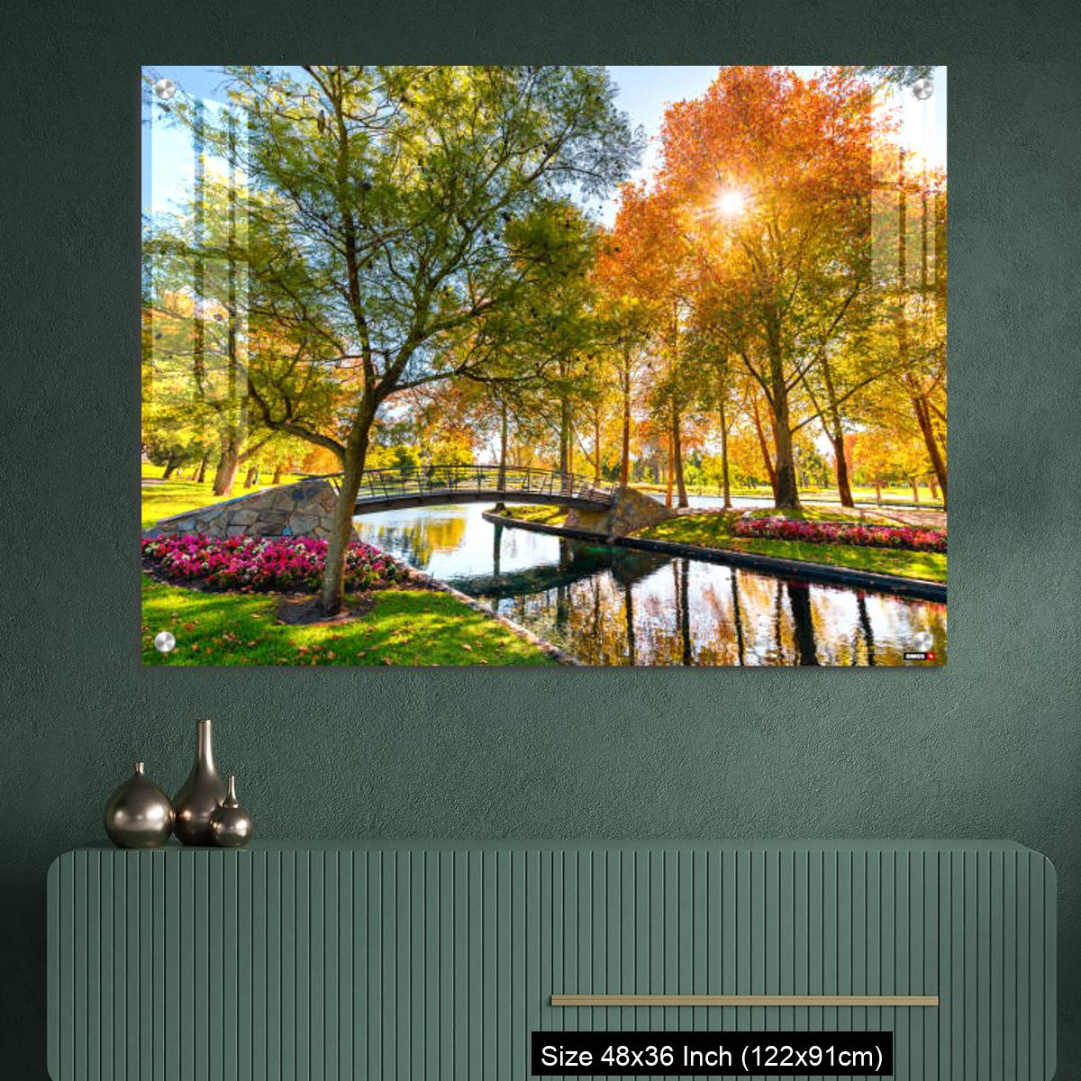 OMGs Acrylic Wall Decor – Rymill Park with bridge over the pond in Adelaide city - Image 2