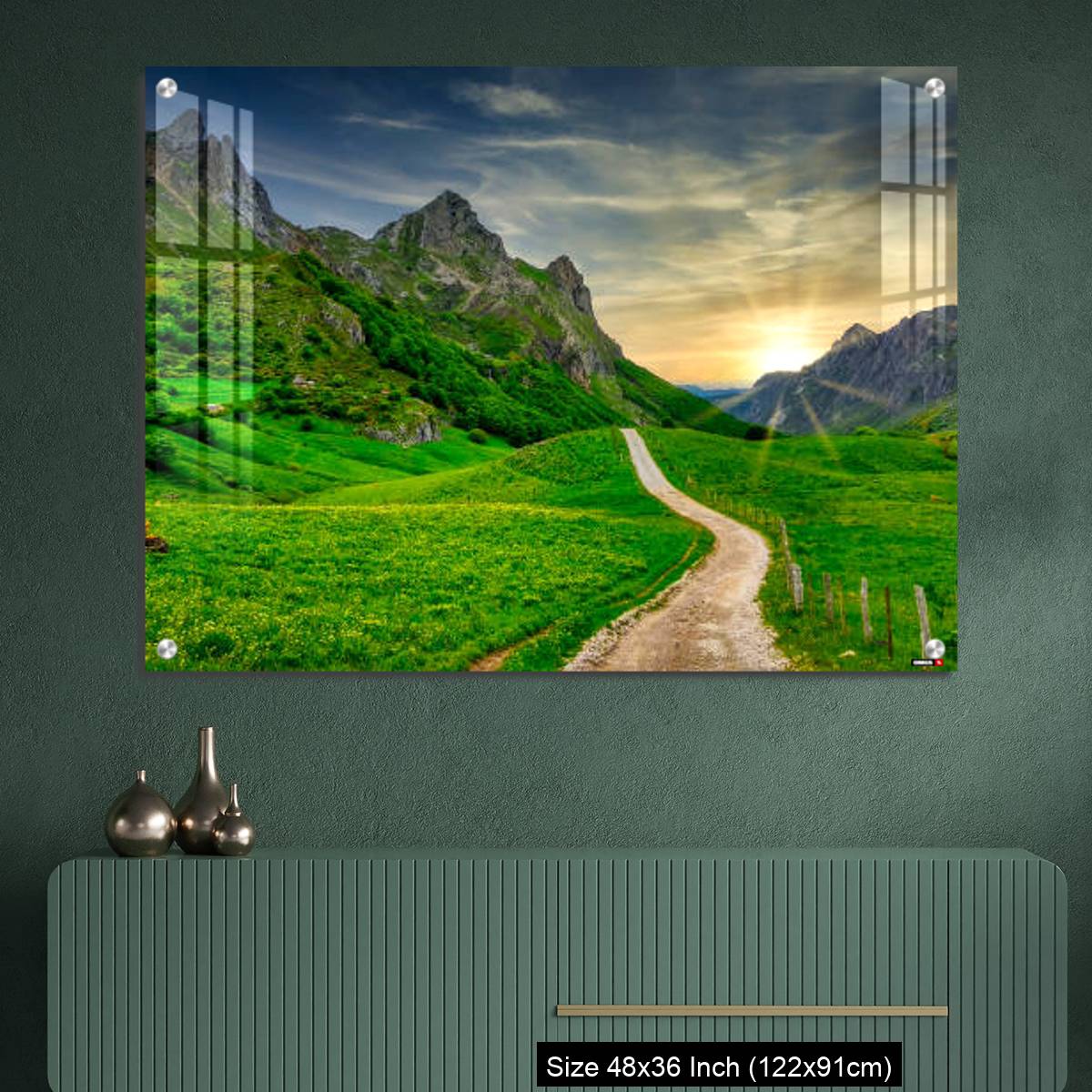 OMGs Acrylic Wall Decor – Track and mountains in Valle del Lago, Somiedo Nature Park, Asturias, Spain - Image 2