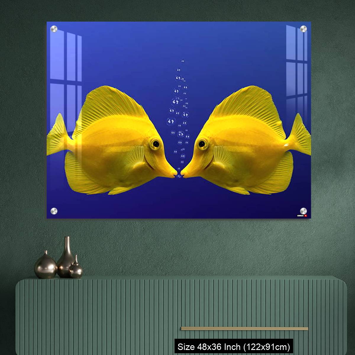 OMGs Acrylic Wall Decor – Two yellow tangs, face to face - Image 2