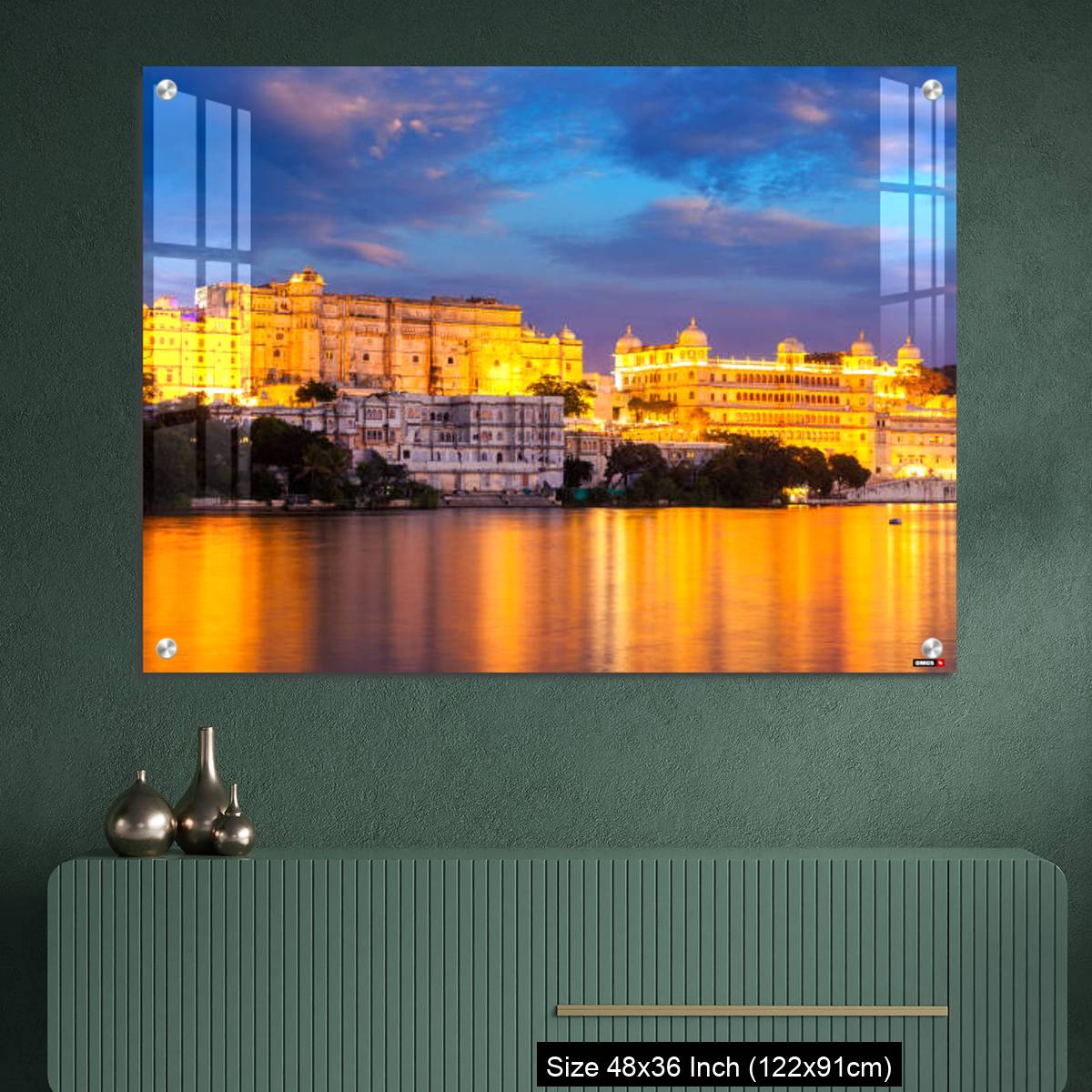 OMGs Acrylic Wall Decor – Udaipur City Palace in the evening view. Udaipur, India - Image 2