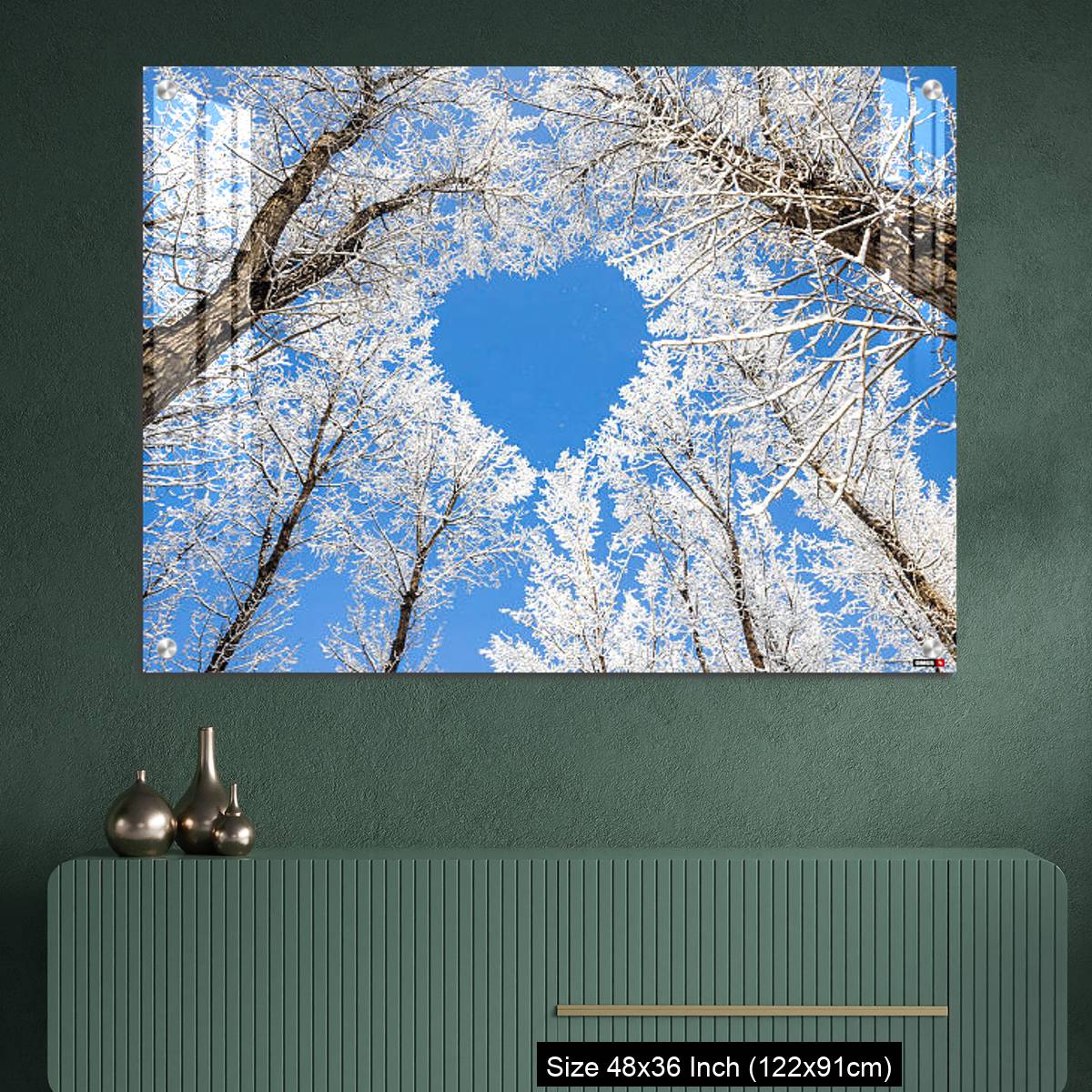 OMGs Acrylic Wall Decor – Winter landscape,branches form a heart-shaped pattern - Image 2